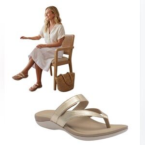 ABEO Oasis Thong Sandals – Gold Leather | Size 9.5 (Metatarsal) | New in Box